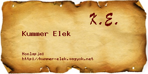 Kummer Elek névjegykártya